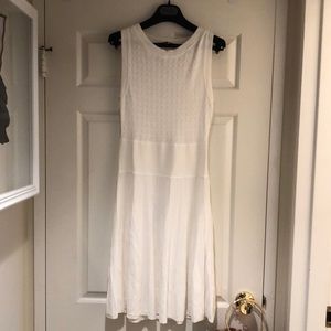 BCBG Pleated bottoms sleeveless ivory dress